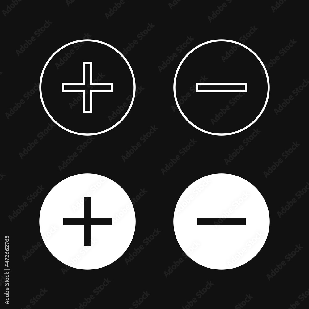Plus and minus icon set Plus and minus icon set