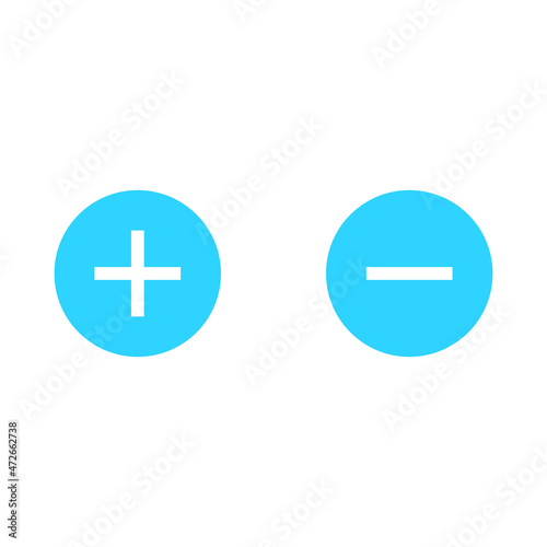 Plus and minus icon blue buttons