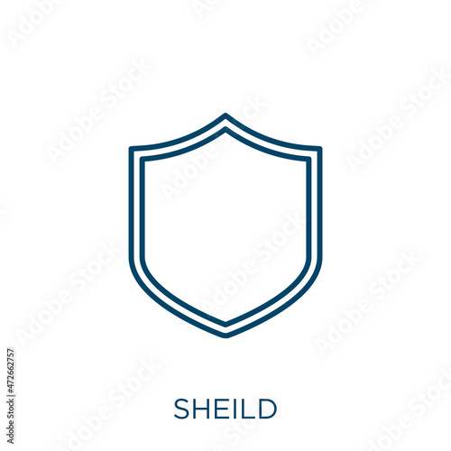 sheild icon. Thin linear sheild outline icon isolated on white background. Line vector sheild sign, symbol for web and mobile. photo