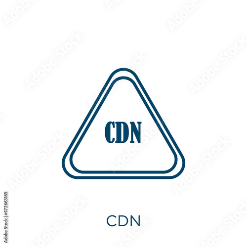 cdn icon. Thin linear cdn outline icon isolated on white background. Line vector cdn sign, symbol for web and mobile.