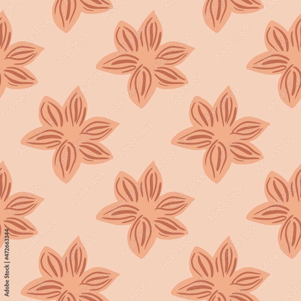 Seamless pattern sanise on beige background. Vector repeat template spice in doodle style. Hand drawn elements nature texture for fabric Seamless pattern sanise on beige background. Vector repeat template spice in doodle style. Hand drawn elements nature texture for fabric