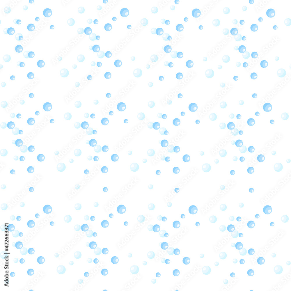Seamless pattern bubbles isolated on white background. Flat texture of soap for any purpose.