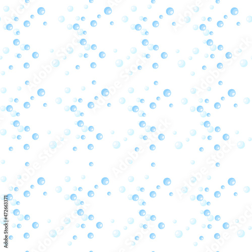 Seamless pattern bubbles isolated on white background. Flat texture of soap for any purpose.