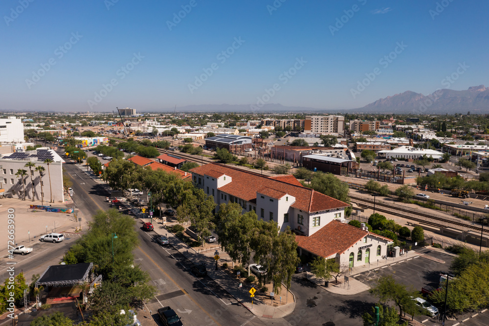 Obraz premium Tucson Amtrak Station, Arizona. Aerial photo