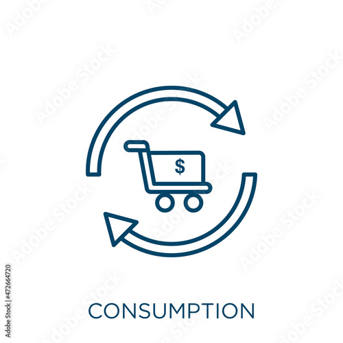 consumption icon. Thin linear consumption outline icon isolated on white background. Line vector consumption sign, symbol for web and mobile.