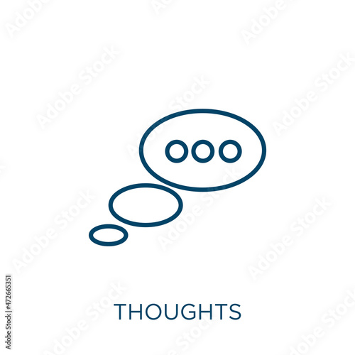 thoughts icon. Thin linear thoughts outline icon isolated on white background. Line vector thoughts sign, symbol for web and mobile.