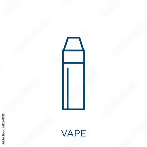 vape icon. Thin linear vape outline icon isolated on white background. Line vector vape sign, symbol for web and mobile.