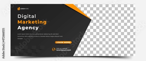 Business banner template design for business promotion. Modern banner with place for the photo. Usable for banner, cover, header, and background.