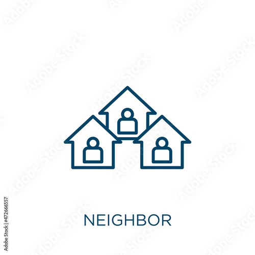 neighbor icon. Thin linear neighbor outline icon isolated on white background. Line vector neighbor sign, symbol for web and mobile.