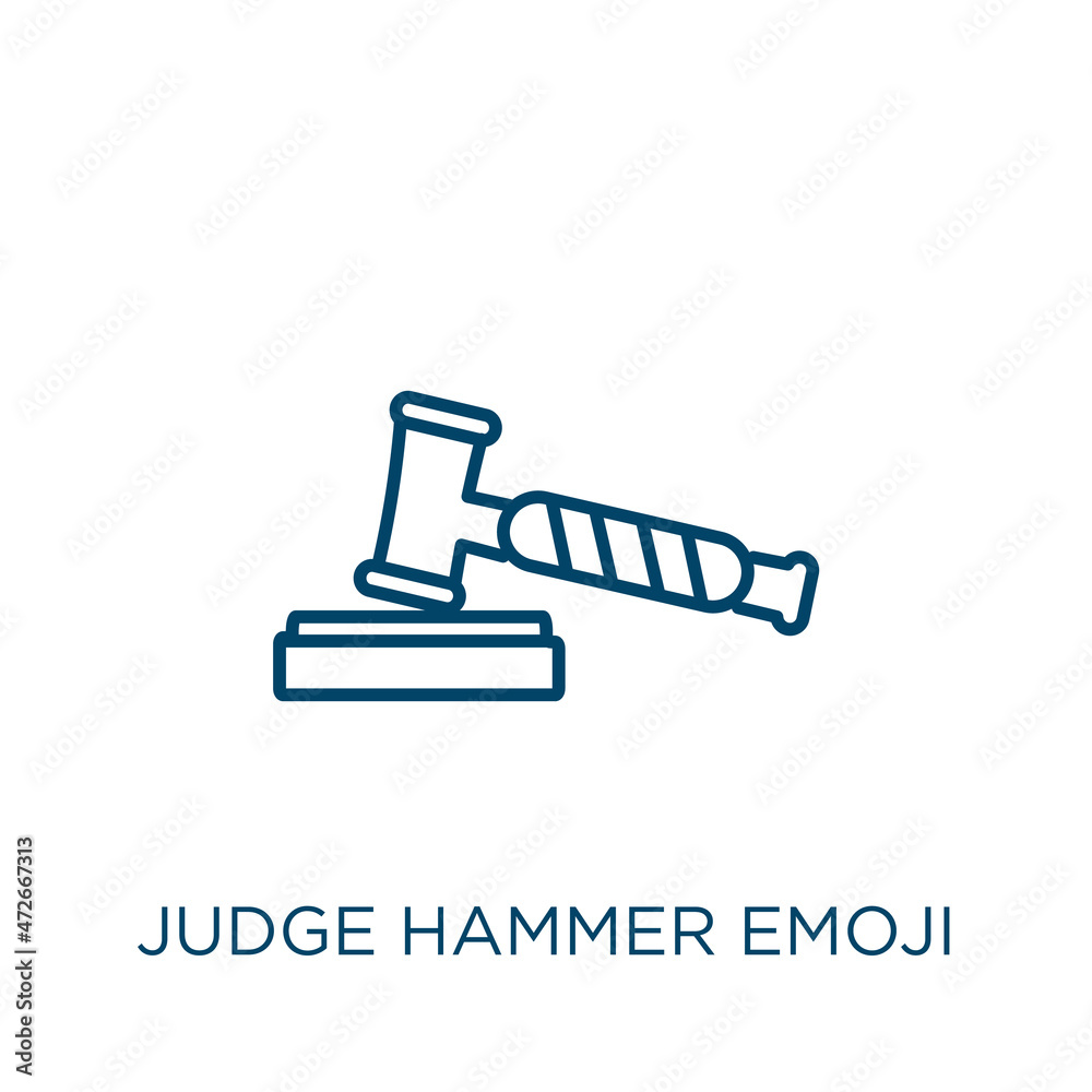 judge hammer emoji icon. Thin linear judge hammer emoji outline icon