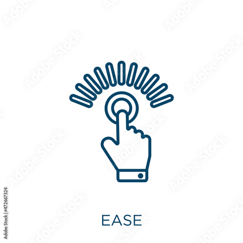 ease icon. Thin linear ease outline icon isolated on white background. Line vector ease sign, symbol for web and mobile.