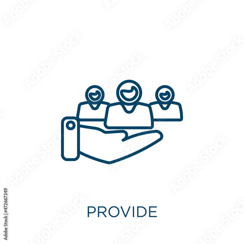 provide icon. Thin linear provide outline icon isolated on white background. Line vector provide sign, symbol for web and mobile.