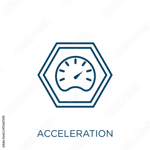acceleration icon. Thin linear acceleration outline icon isolated on white background. Line vector acceleration sign, symbol for web and mobile. photo
