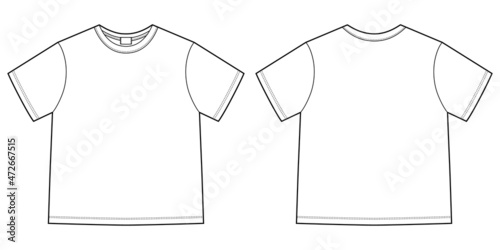 Technical sketch unisex t shirt. T-shirt design template.