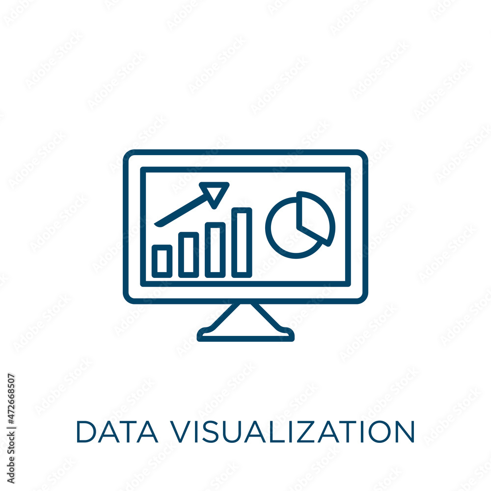 data visualization icon. Thin linear data visualization outline icon ...