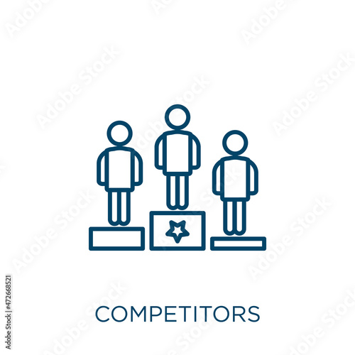 competitors icon. Thin linear competitors outline icon isolated on white background. Line vector competitors sign, symbol for web and mobile.