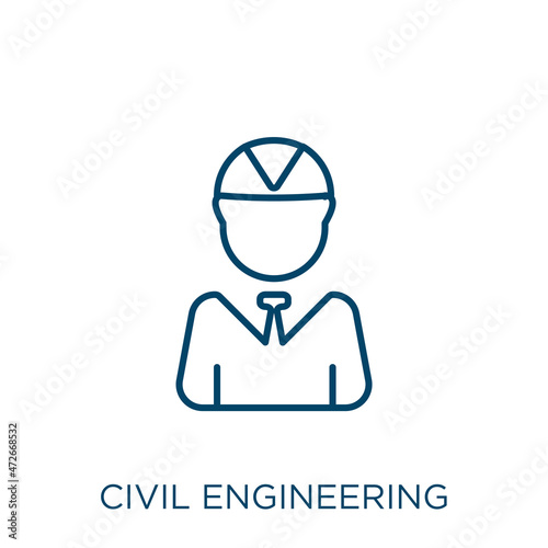 civil engineering icon. Thin linear civil engineering outline icon isolated on white background. Line vector civil engineering sign, symbol for web and mobile.