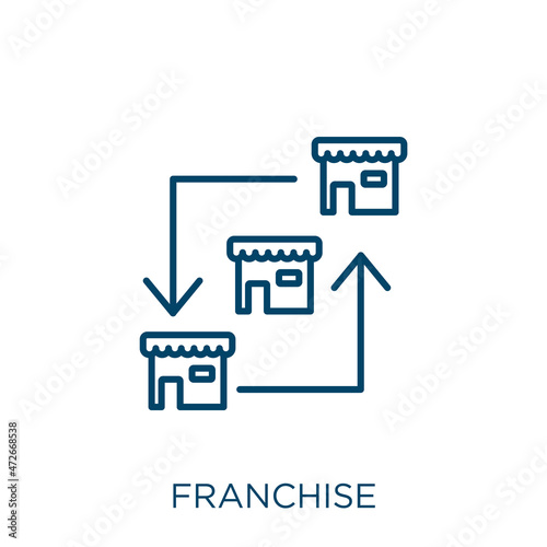 franchise icon. Thin linear franchise outline icon isolated on white background. Line vector franchise sign, symbol for web and mobile.