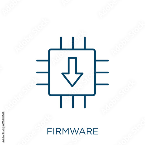 firmware icon. Thin linear firmware outline icon isolated on white background. Line vector firmware sign, symbol for web and mobile. photo