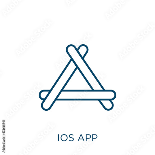 ios app icon. Thin linear ios app outline icon isolated on white background. Line vector ios app sign, symbol for web and mobile.
