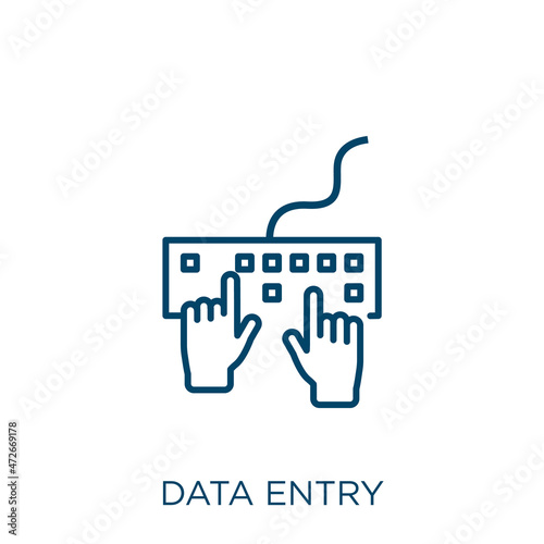 data entry icon. Thin linear data entry outline icon isolated on white background. Line vector data entry sign, symbol for web and mobile.