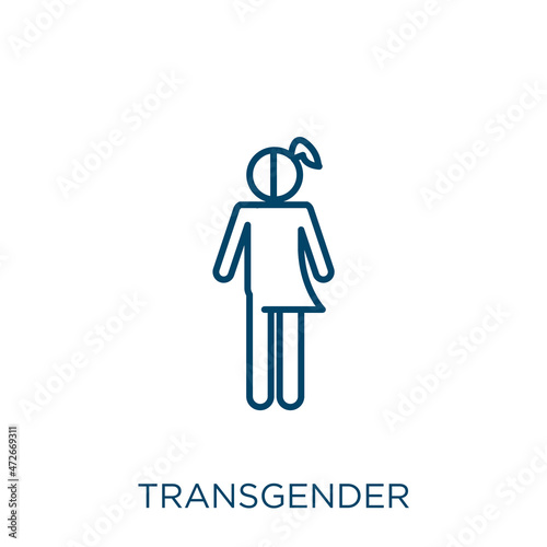 transgender icon. Thin linear transgender outline icon isolated on white background. Line vector transgender sign, symbol for web and mobile.