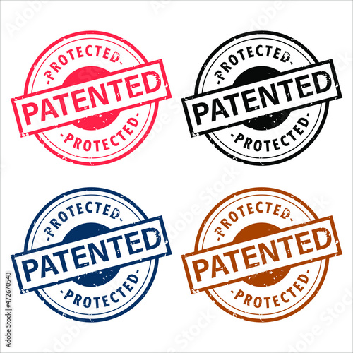 Patented Protected Seal Intellectual Property Protected Badge Collection in Paper Texture Vector