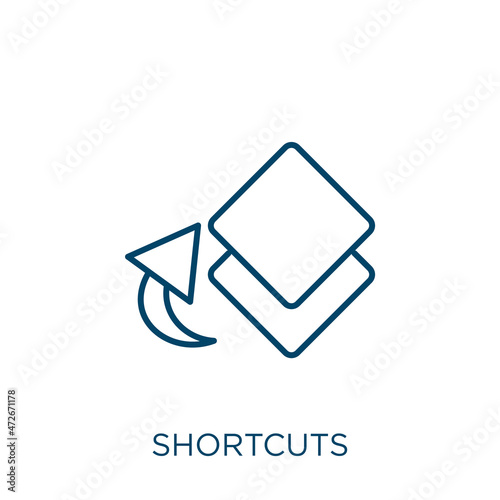 shortcuts icon. Thin linear shortcuts outline icon isolated on white background. Line vector shortcuts sign, symbol for web and mobile.