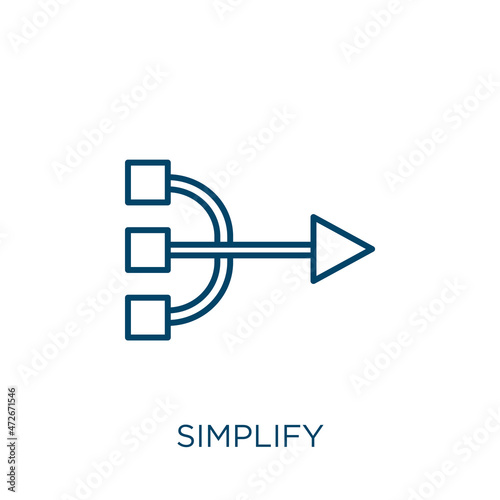 simplify icon. Thin linear simplify outline icon isolated on white background. Line vector simplify sign, symbol for web and mobile.