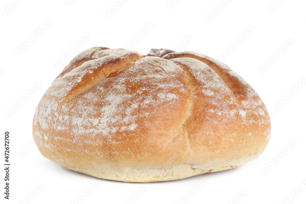 Loaf of tasty wheat sodawater bread isolated on white Loaf of tasty wheat sodawater bread isolated on white