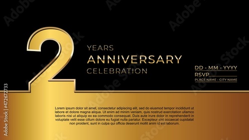 2nd anniversary logotype. Golden anniversary celebration template design for booklet, leaflet, magazine, brochure poster, banner, web, invitation or greeting card. Vector illustrations. EPS 10