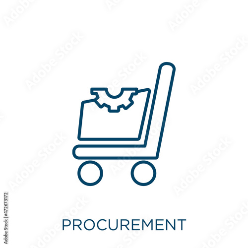 procurement icon. Thin linear procurement outline icon isolated on white background. Line vector procurement sign, symbol for web and mobile.
