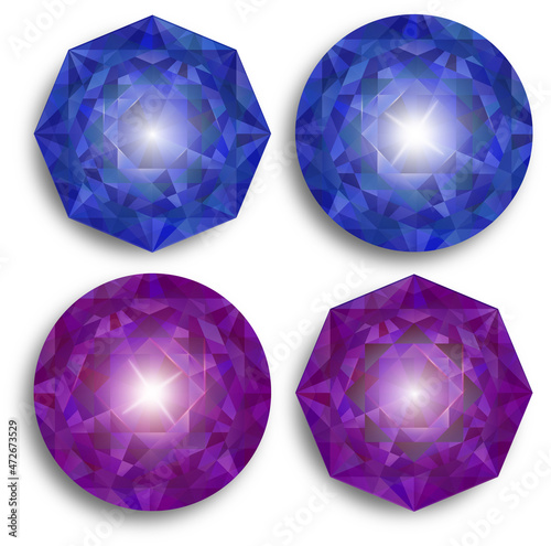 set of diamond blue and purple