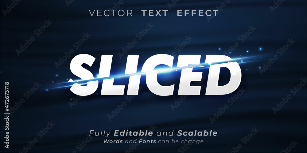 Sliced text effect, Editable 3d cut off text style