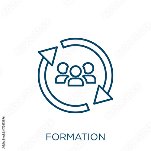 formation icon. Thin linear formation outline icon isolated on white background. Line vector formation sign, symbol for web and mobile.