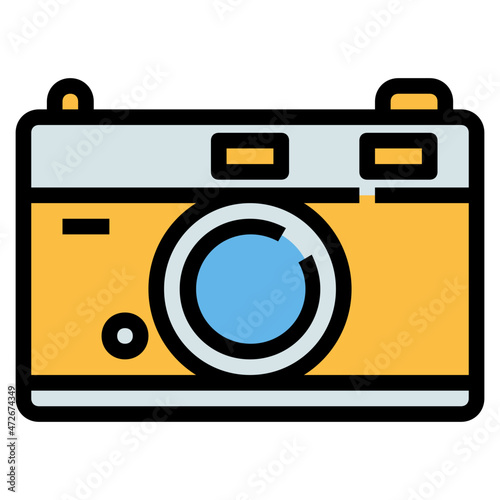 old camera Color line icon