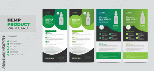 Hemp product Sale Rack Card or Dl Flyer Template Set. Cannabis Sativa Product Sale Rack Card. Cbd Dl Flyer