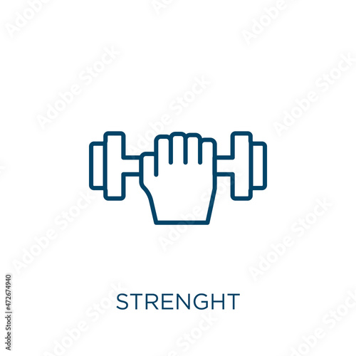 strenght icon. Thin linear strenght outline icon isolated on white background. Line vector strenght sign, symbol for web and mobile.