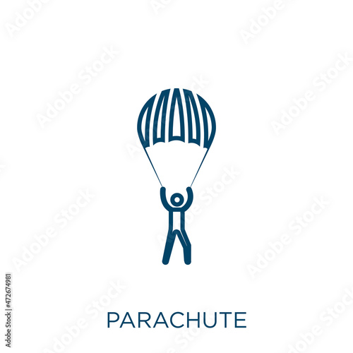 parachute icon. Thin linear parachute outline icon isolated on white background. Line vector parachute sign, symbol for web and mobile.