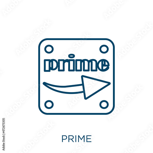 prime icon. Thin linear prime outline icon isolated on white background. Line vector prime sign, symbol for web and mobile.