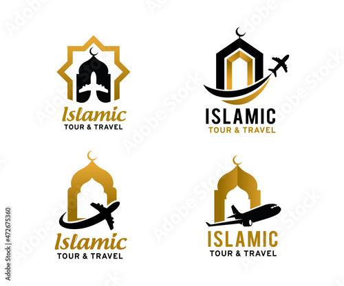 Islamic tour and travel logo symbol or icon template photo