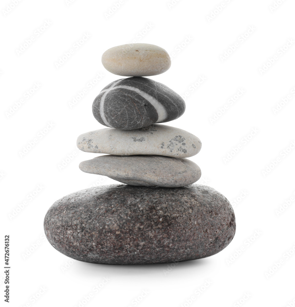 Stack of stones on white background. Harmony and balance concept Stack of stones on white background. Harmony and balance concept
