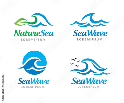 Sea wave logo symbol or icon template