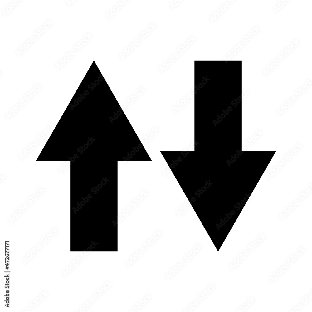 Upper arrow and down arrow icon set. Ideal to express rising and falling. Upper arrow and down arrow icon set. Ideal to express rising and falling.