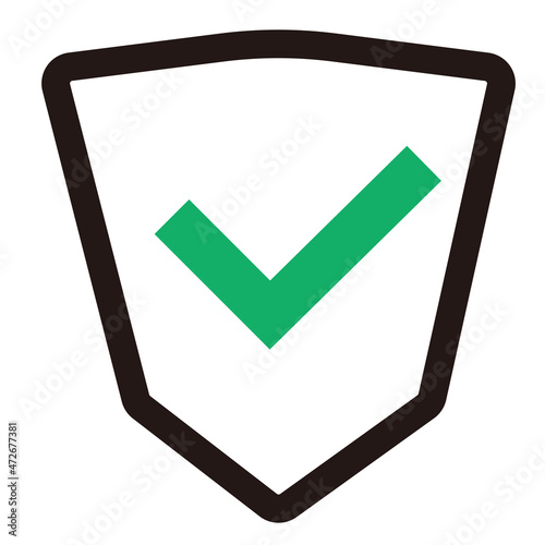 Check mark icon in shield icon. vector.
