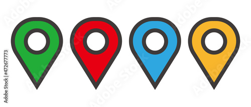 Colorful flat map pin icon set. vector.