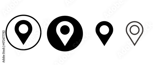 Pin icon set of maps consisting of black and white. . Simple vector and round vector.
