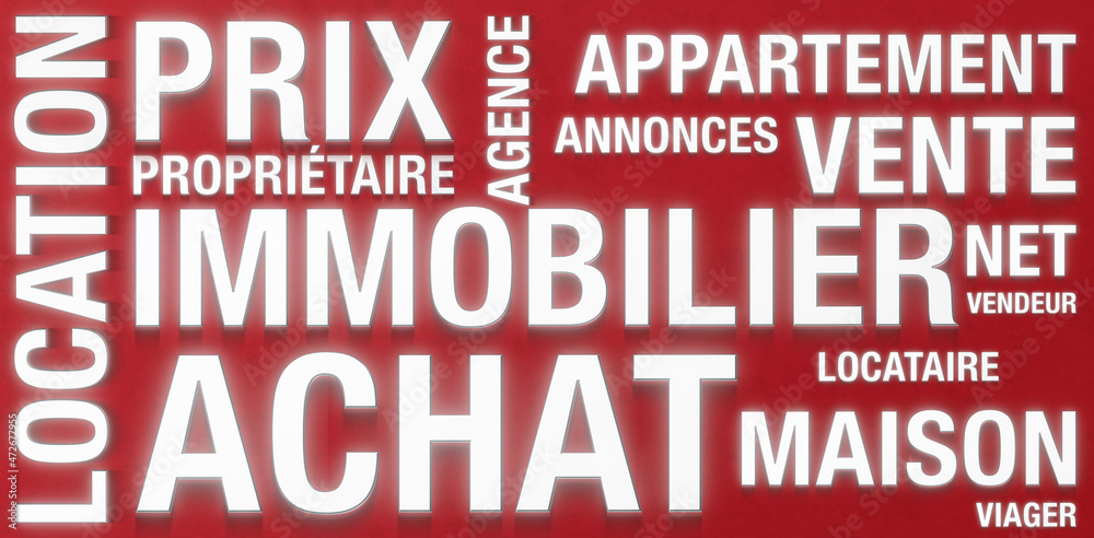 immobilier blanc fond rouge nuage de mots immobilier blanc fond rouge nuage de mots