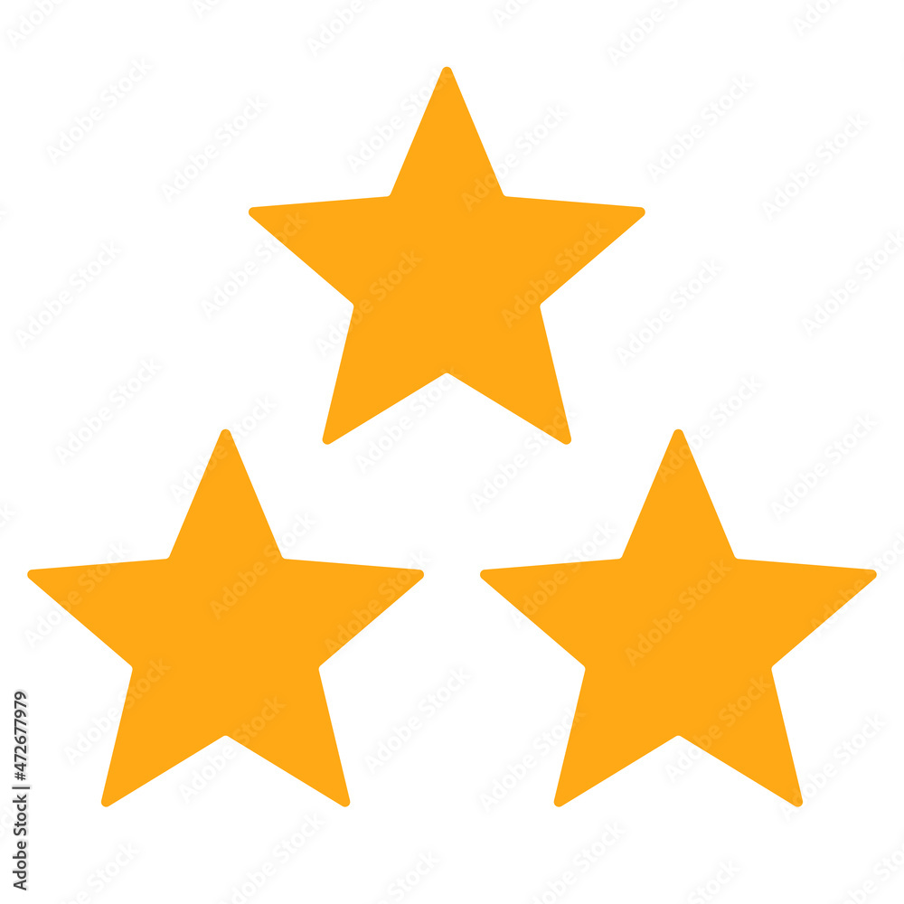 Three star mark icon set. Vector. Three star mark icon set. Vector.