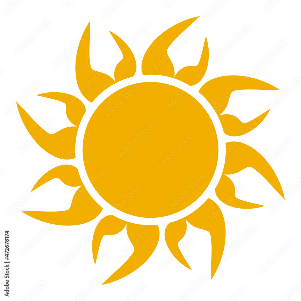Sun icon of fashionable design. Flat vector.